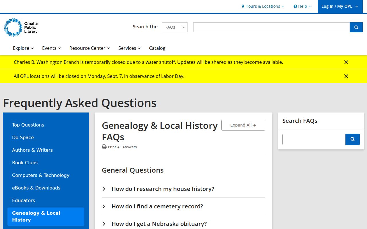 Bellevue city directory research guidance at Omaha Public Library