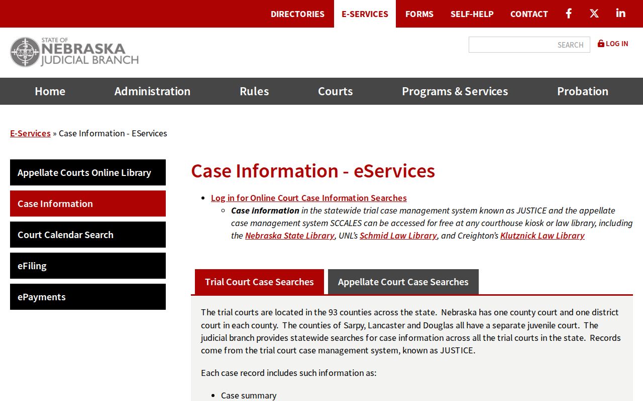 Bellevue residents directory: Nebraska JUSTICE case search information