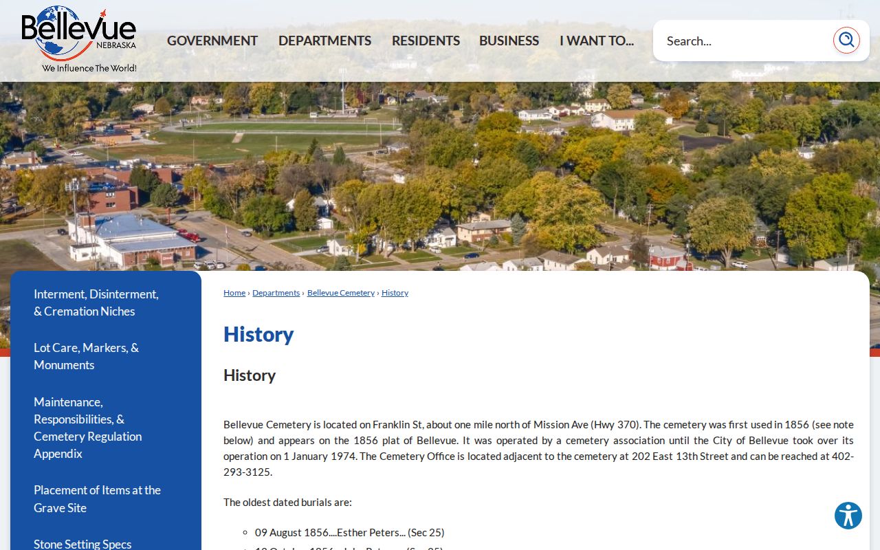 Bellevue previous residents research through the city history page and Bellevue Cemetery records