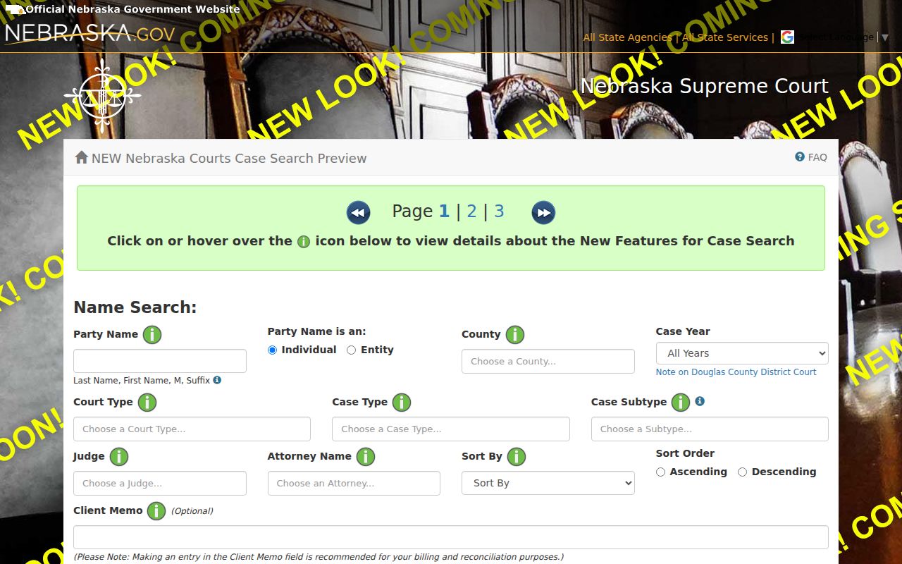 Bellevue resident lookup court-name search fields in Nebraska JUSTICE