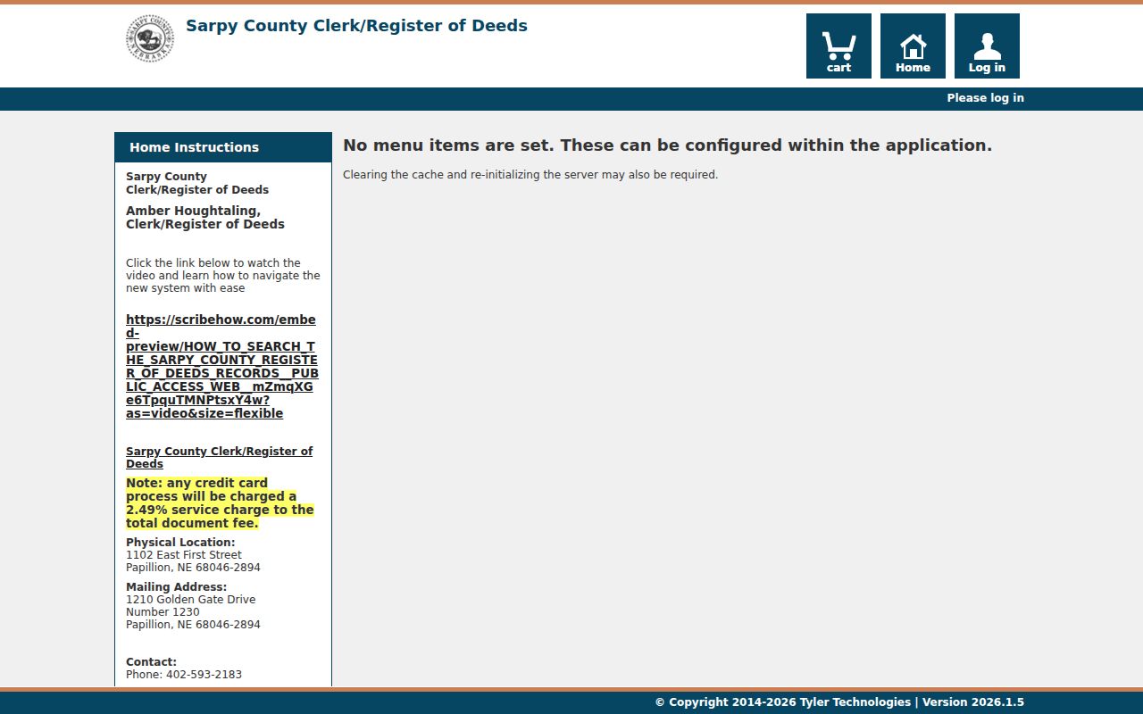 Bellevue street directory research on the Sarpy Register of Deeds public access page